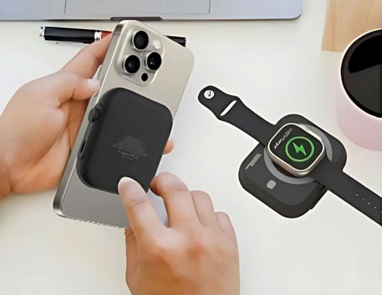 Swiss Military 5000mAh 3-in-1 wireless magnetic power bank with smartwatch pad black Qatar