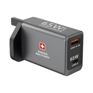 Swiss Military 65W GaN dual port USB-C PD wall charger Gray Qatar