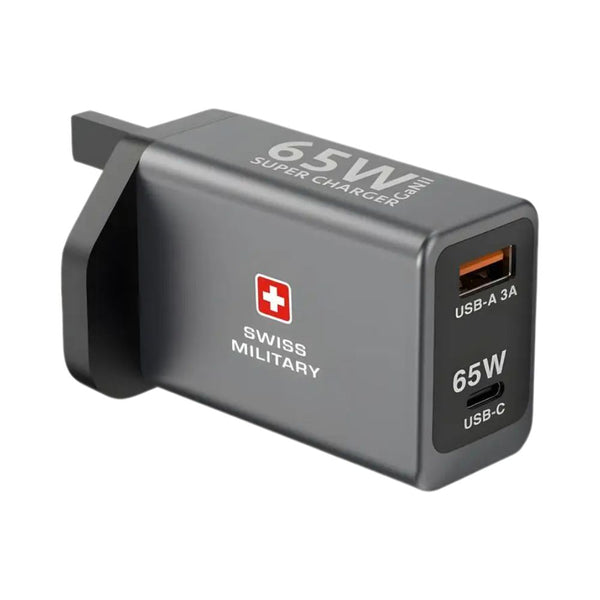 Swiss Military 65W GaN dual port USB-C PD wall charger Gray Qatar
