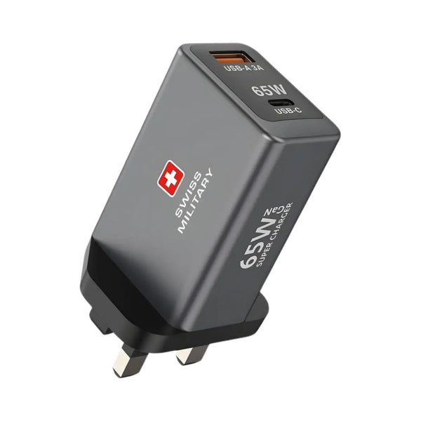 Swiss Military 65W GaN dual port USB-C PD wall charger Gray Qatar