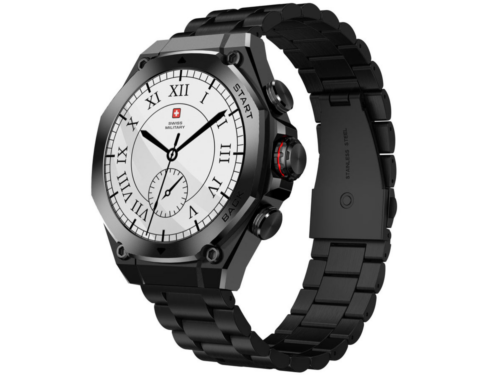 Black Frame Gun Metal Strap Smartwatch (SM-WCH-DOM6-BLKF-GUNMS).