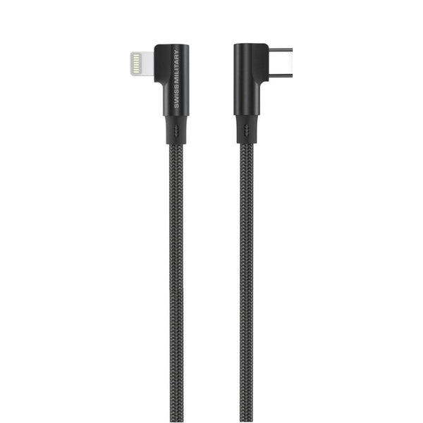 Swiss Military 20W 2M USB-C to Lightning L-shaped braided cable Black Qatar