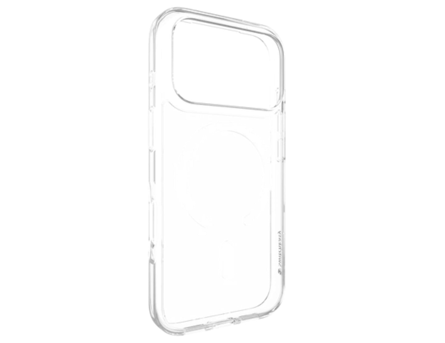 SwitchEasy Crush M C-Ring MagSafe clear case for iPhone 17 Pro/Pro Max, crystal clear w/ C-Ring magnetic array, AIR-BARRIER technology, 16ft drop rating, at Thabthaba Store Qatar