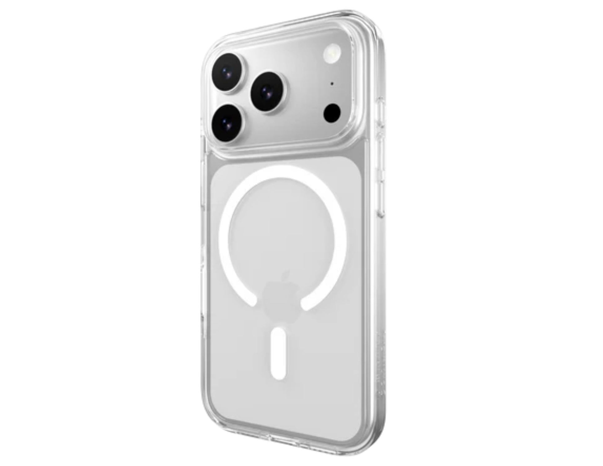 SwitchEasy Crush M C-Ring MagSafe clear case for iPhone 17 Pro/Pro Max, crystal clear w/ C-Ring magnetic array, AIR-BARRIER technology, 16ft drop rating, at Thabthaba Store Qatar
