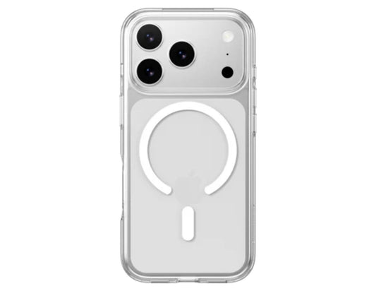 SwitchEasy Crush M C-Ring MagSafe clear case for iPhone 17 Pro/Pro Max, crystal clear w/ C-Ring magnetic array, AIR-BARRIER technology, 16ft drop rating, at Thabthaba Store Qatar