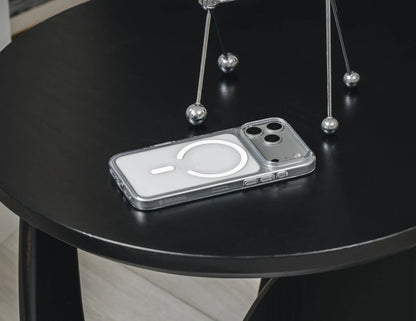 SwitchEasy Crush M C-Ring MagSafe clear case for iPhone 17 Pro/Pro Max, crystal clear w/ C-Ring magnetic array, AIR-BARRIER technology, 16ft drop rating, at Thabthaba Store Qatar