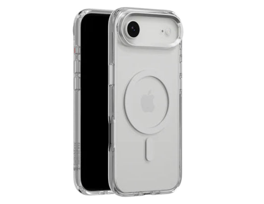 SwitchEasy LenStand M Protective Case for iPhone 17 and 17 Air, foldable stand, metal lens protection, 10ft drop tested, MagSafe compatible, silver color, at Thabthaba Store Qatar
