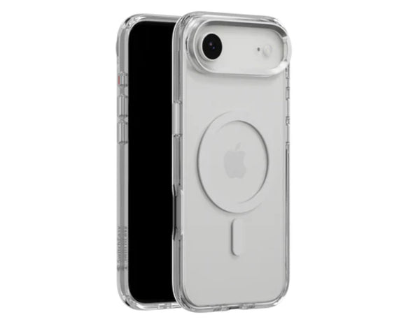 SwitchEasy LenStand M Protective Case for iPhone 17 and 17 Air, foldable stand, metal lens protection, 10ft drop tested, MagSafe compatible, silver color, at Thabthaba Store Qatar