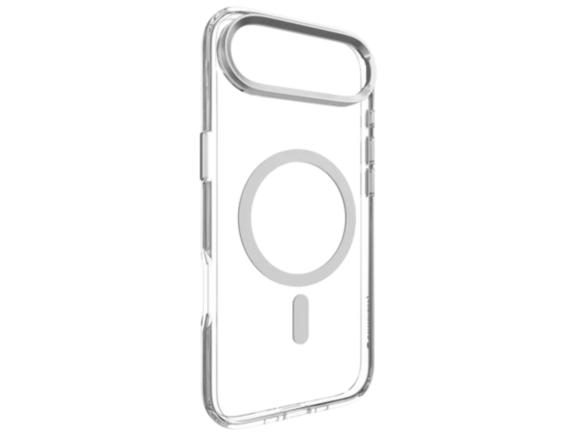 SwitchEasy LenStand M Protective Case for iPhone 17 and 17 Air, foldable stand, metal lens protection, 10ft drop tested, MagSafe compatible, silver color, at Thabthaba Store Qatar