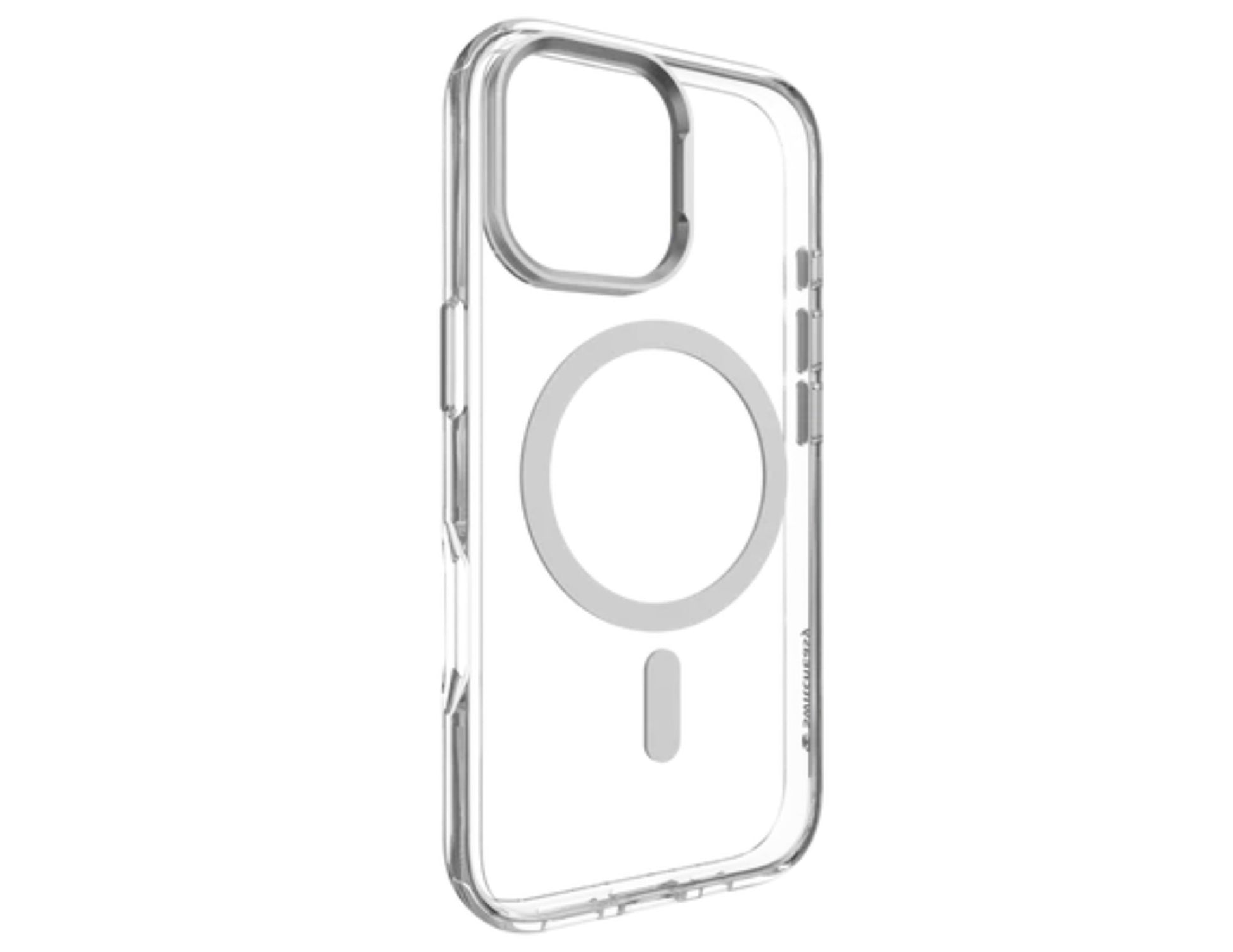 SwitchEasy LenStand M Protective Case for iPhone 17 and 17 Air, foldable stand, metal lens protection, 10ft drop tested, MagSafe compatible, silver color, at Thabthaba Store Qatar