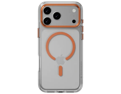 SwitchEasy LenStand M Protective Case for iPhone 17 Pro & Pro Max, foldable 60° stand, metal lens protection, 10-foot drop tested, MagSafe C-ring, silver, at Thabthaba Store Qatar