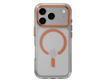 SwitchEasy LenStand M Protective Case for iPhone 17 Pro & Pro Max, foldable 60° stand, metal lens protection, 10-foot drop tested, MagSafe C-ring, silver, at Thabthaba Store Qatar