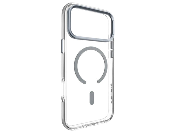 SwitchEasy LenStand M Protective Case for iPhone 17 Pro & Pro Max, foldable 60° stand, metal lens protection, 10-foot drop tested, MagSafe C-ring, silver, at Thabthaba Store Qatar