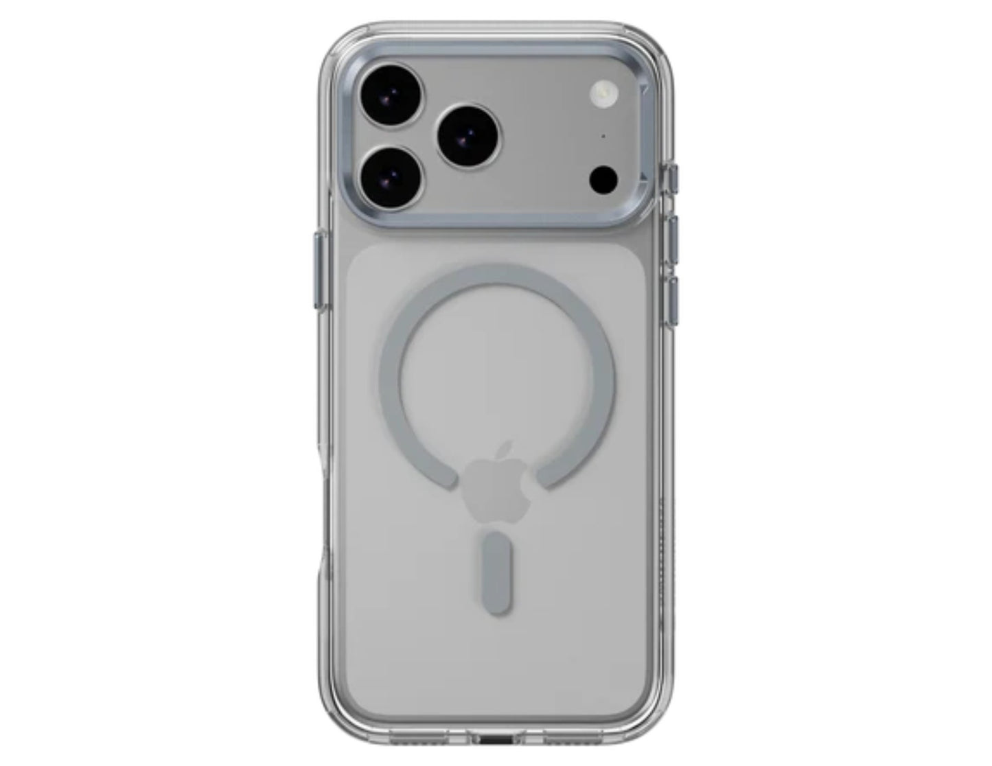 SwitchEasy LenStand M Protective Case for iPhone 17 Pro & Pro Max, foldable 60° stand, metal lens protection, 10-foot drop tested, MagSafe C-ring, silver, at Thabthaba Store Qatar