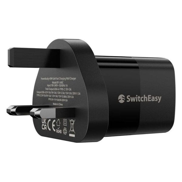 SwitchEasy PowerBuddy 40W GaN wall charger UK plug dual port fast charger Qatar