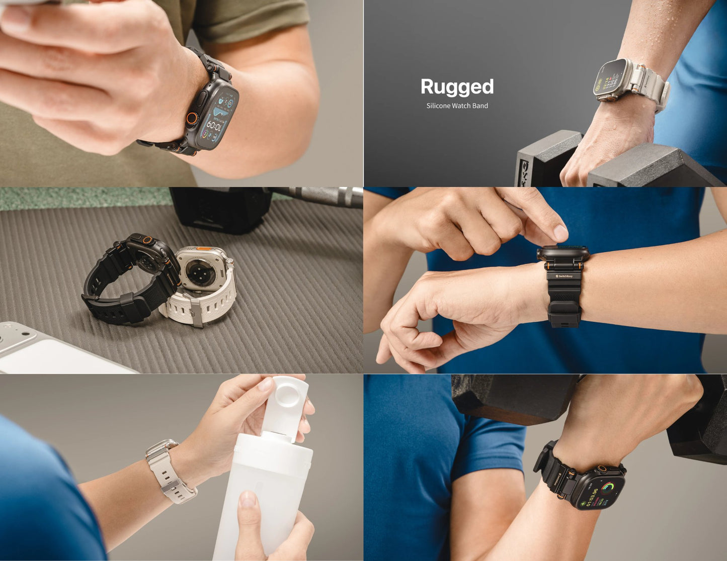 SwitchEasy Rugged Silicone Apple Watch band 44mm waterproof metal buckle Thabthaba Qatar