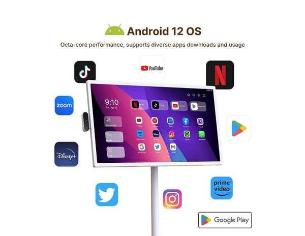 Taktik 32-inch portable smart screen with Android 12 and rotatable touch display