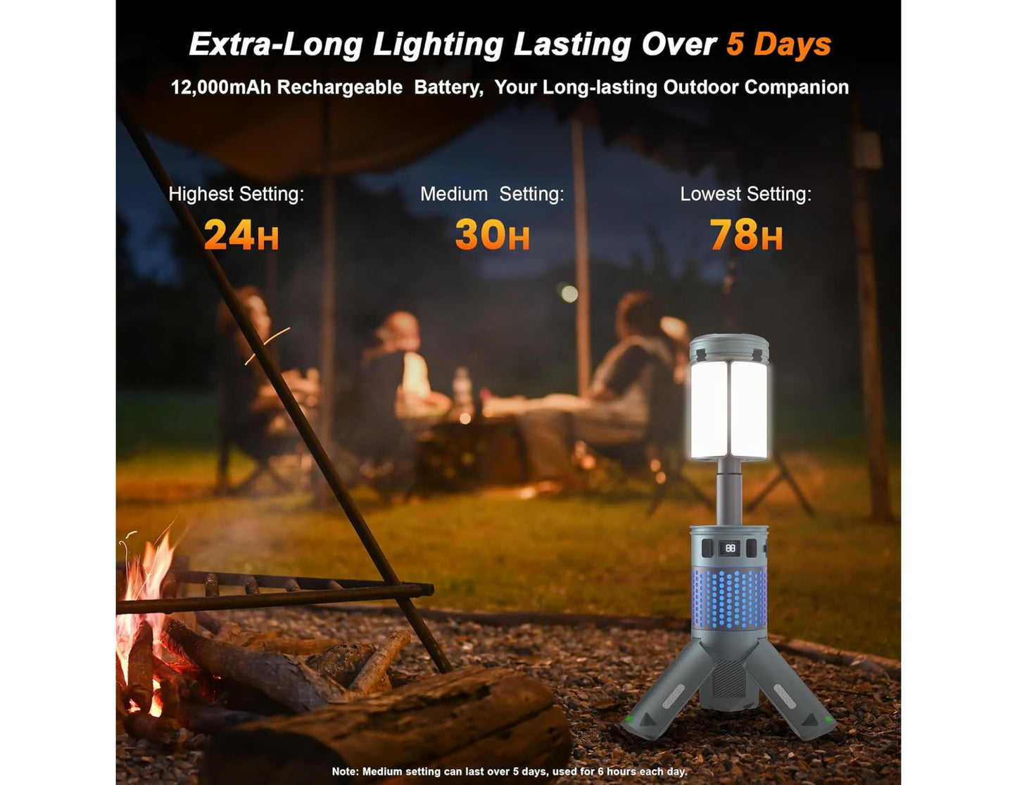 Telescopic 5-in-1 camping light 12000mAh extended view Qatar