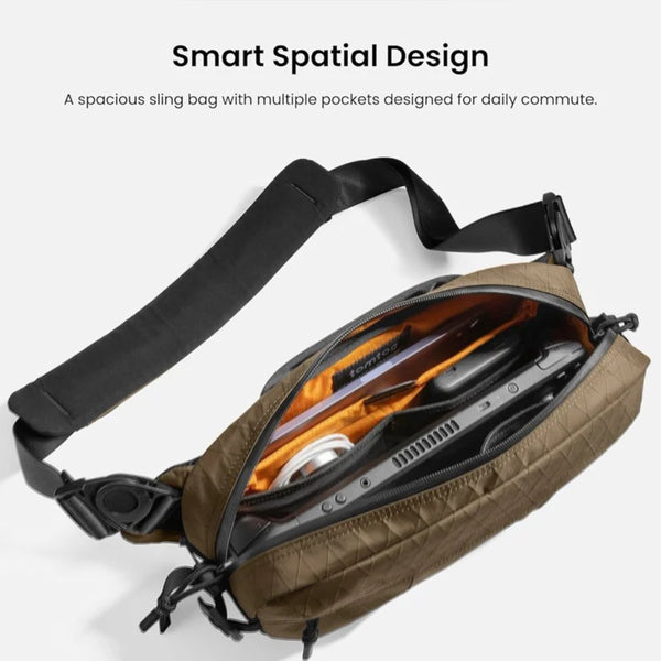 Tomtoc Wander T26 X-Pac Brown X-Pac waterproof daily sling bag 5.5L Qatar