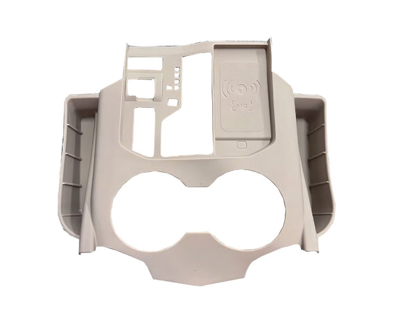 Toyota Land Cruiser LC300 rubber center console organizer tray in beige.