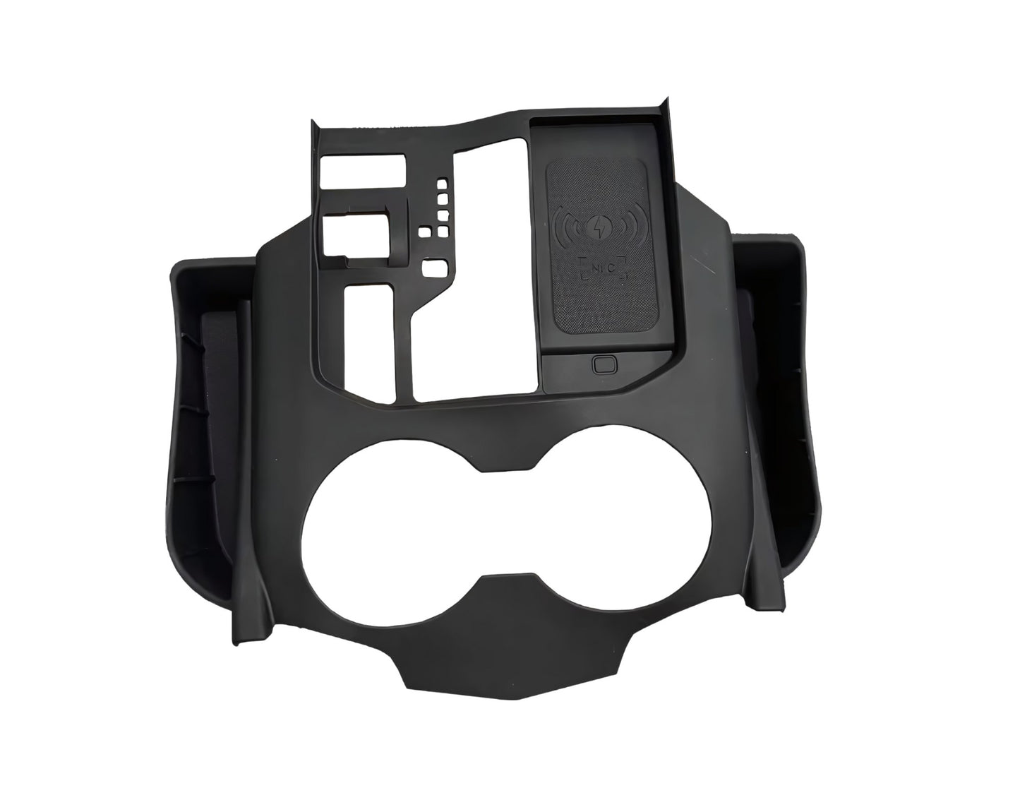 Toyota Land Cruiser LC300 rubber center console organizer tray in black.
