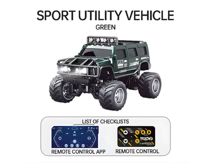 Trasped 1:64 alloy RC off-road model car with large tires and lights at Thabthaba Store Qatar.
