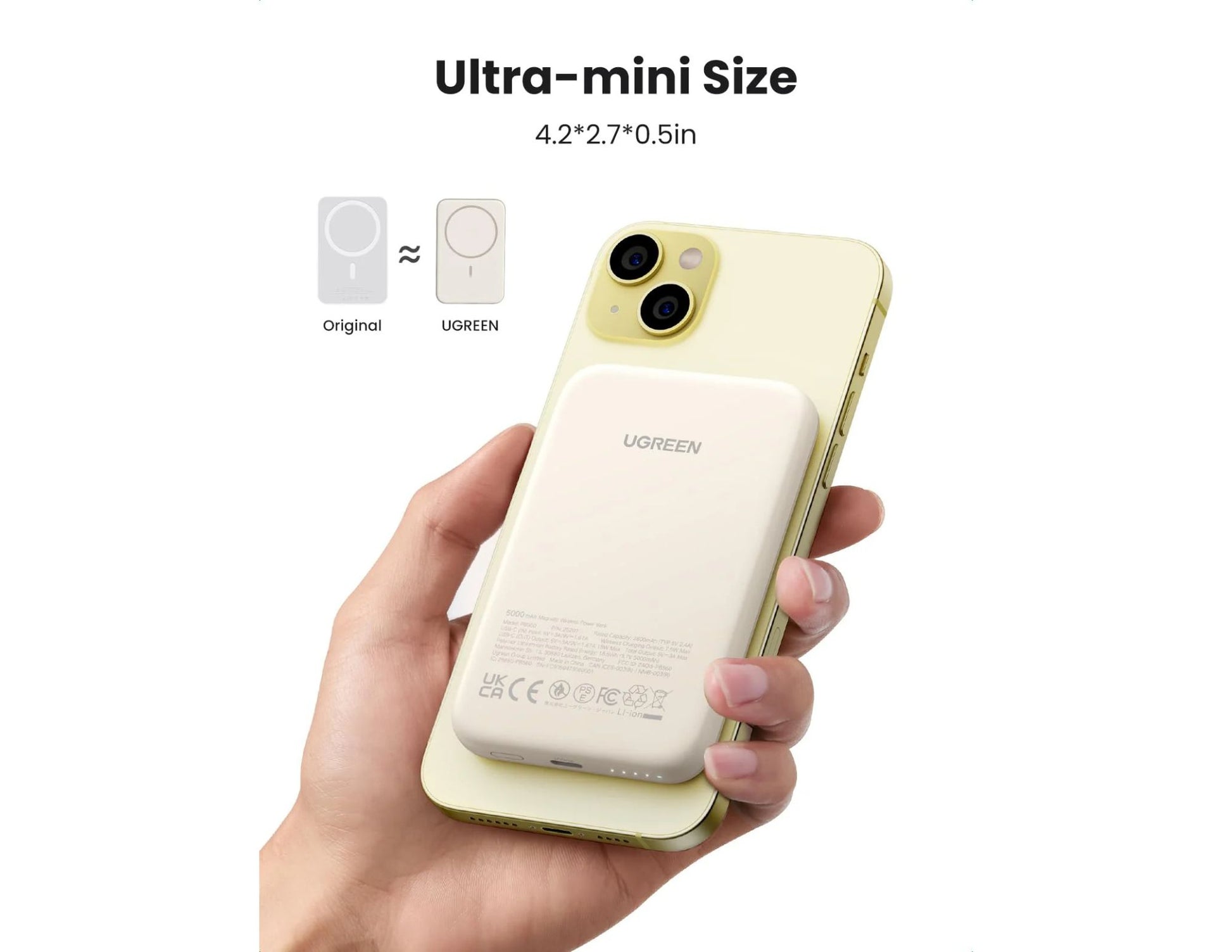 UGREEN 5000mAh Magnetic Wireless Power Bank Beige PB560 Qatar