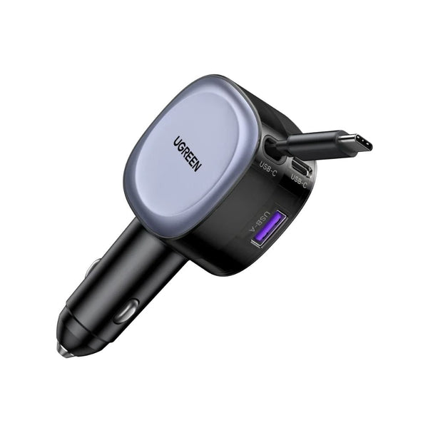 UGREEN EC601 75W fast car charger retractable 60W USB-C cable 3 ports Qatar