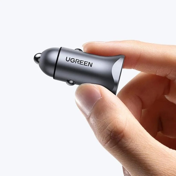 Ugreen CD130 dual-port car charger 30W USB-C PD and 22.5W USB-A SCP Space Grey Qatar
