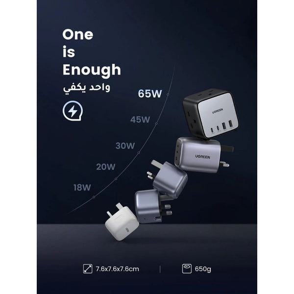 UGREEN DigiNest Cube 65W GaN desktop power strip 3 AC 2 USB-C 2 USB-A Qatar