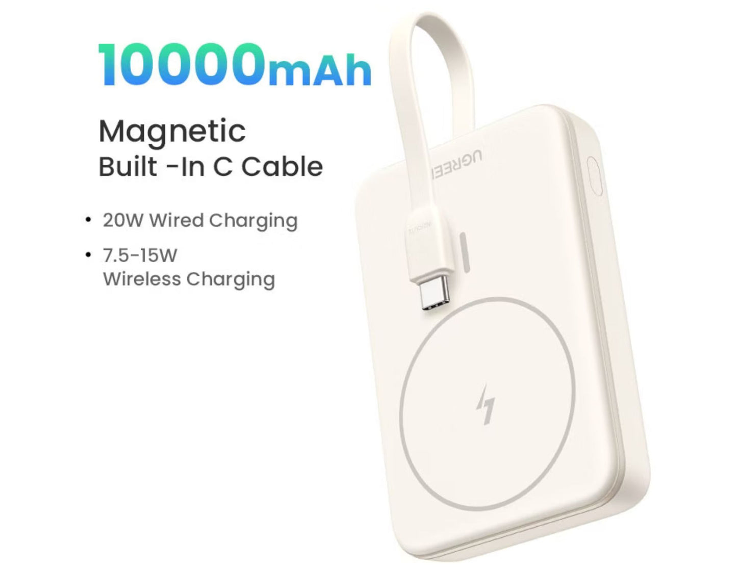 Ugreen Nexode 10000mAh Magnetic Wireless Power Bank 20W Beige Qatar