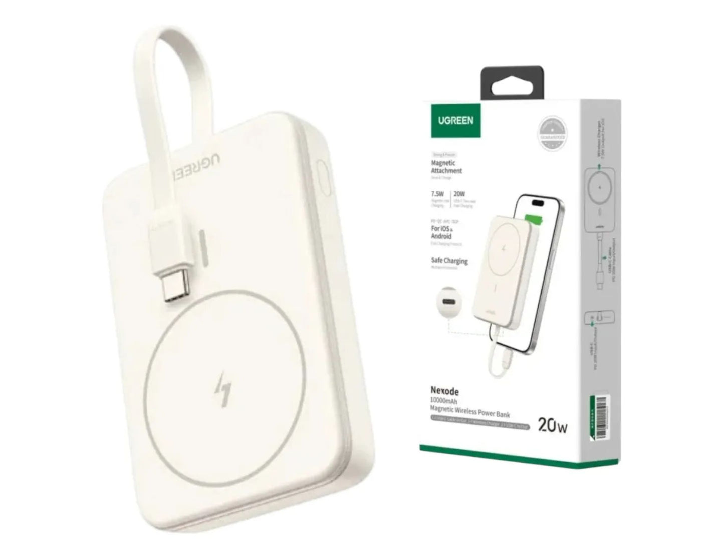 Ugreen Nexode 10000mAh Magnetic Wireless Power Bank 20W Beige Qatar