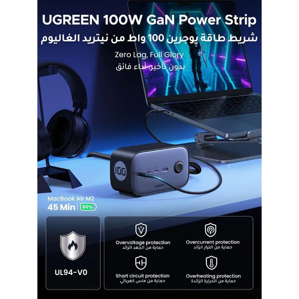UGREEN Nexode 100W 6-in-1 power strip 3 USB-C 1 USB-A 2 AC outlets Qatar