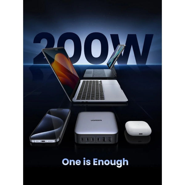 UGREEN Nexode 200W 6-Port GaN desktop fast charger UK Space Gray Qatar