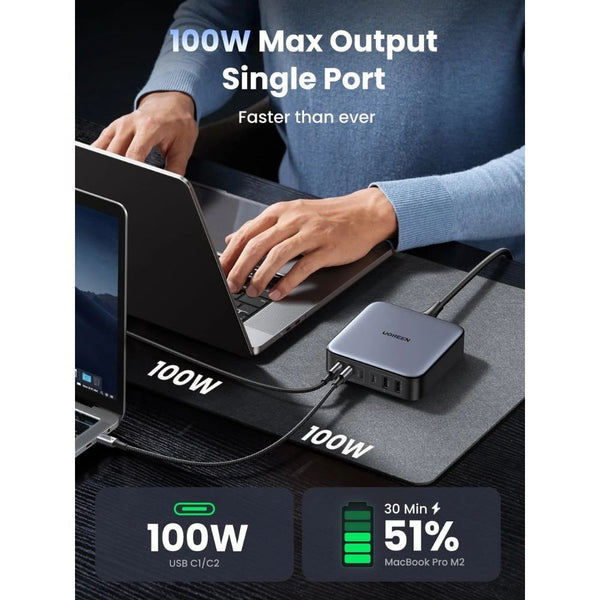 UGREEN Nexode 200W 6-Port GaN desktop fast charger UK Space Gray Qatar