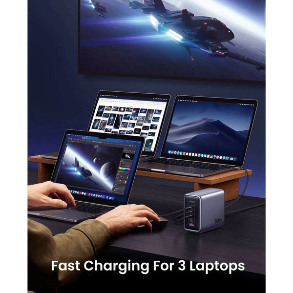 Ugreen Nexode 300W 5-port GaN fast charger CD333 UK plug with 4 USB-C and 1 USB-A ports Qatar