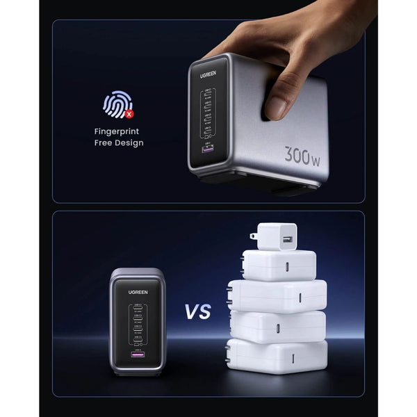 Ugreen Nexode 300W 5-port GaN fast charger CD333 UK plug with 4 USB-C and 1 USB-A ports Qatar