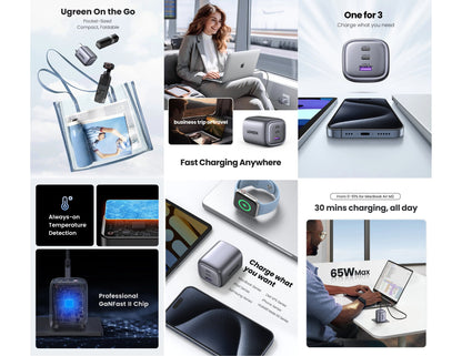UGREEN Nexode 65W GaN 3-port wall charger CD306 foldable travel friendly Qatar