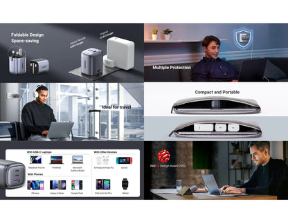 UGREEN Nexode 65W GaN 3-port wall charger CD306 foldable travel friendly Qatar