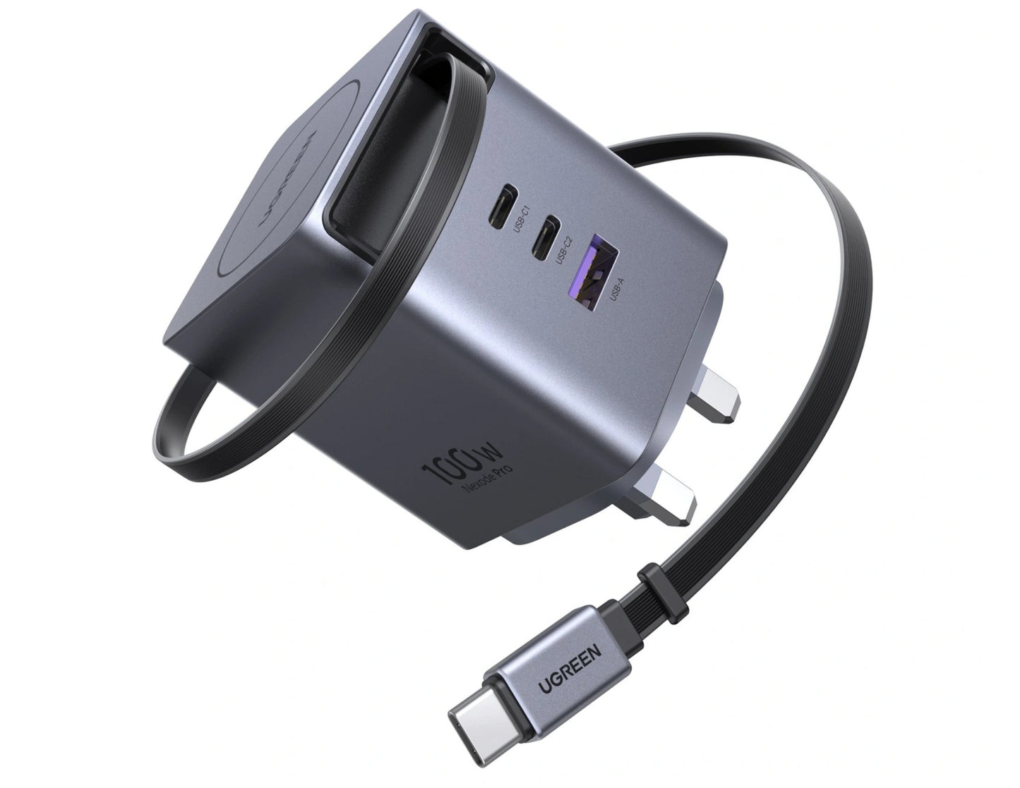 Ugreen Nexode Pro GaN 100W Fast Charger Retractable USB-C Cable X616 Qatar