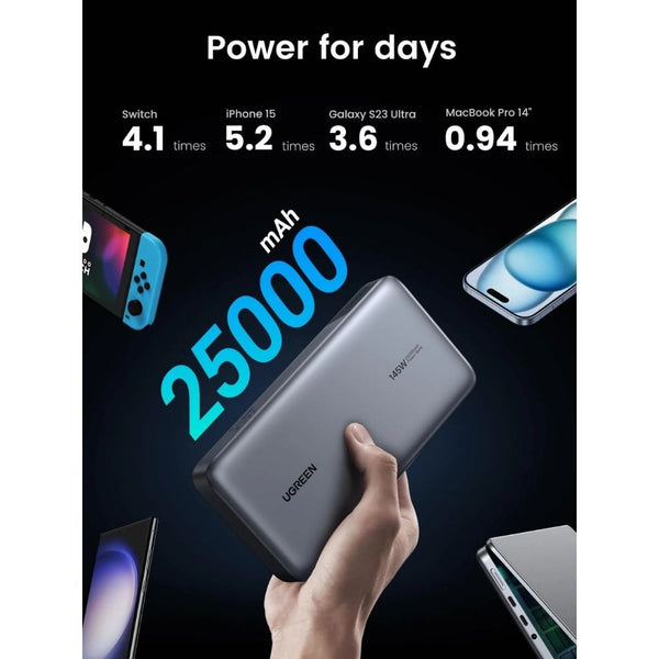 Ugreen PB205 25000mAh 145W power bank with 3 USB ports and LED display Qatar