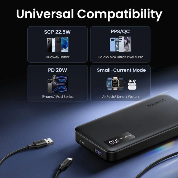 Ugreen PB311 10000mAh 22.5W power bank Black with USB-C and LED display Qatar