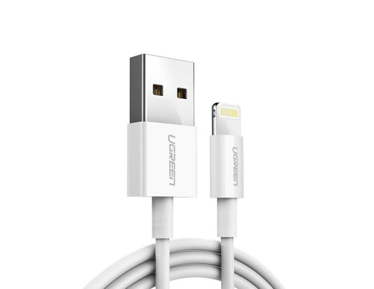 Ugreen USB-A to Lightning MFi certified cable 2M white at Thabthaba Store Qatar.