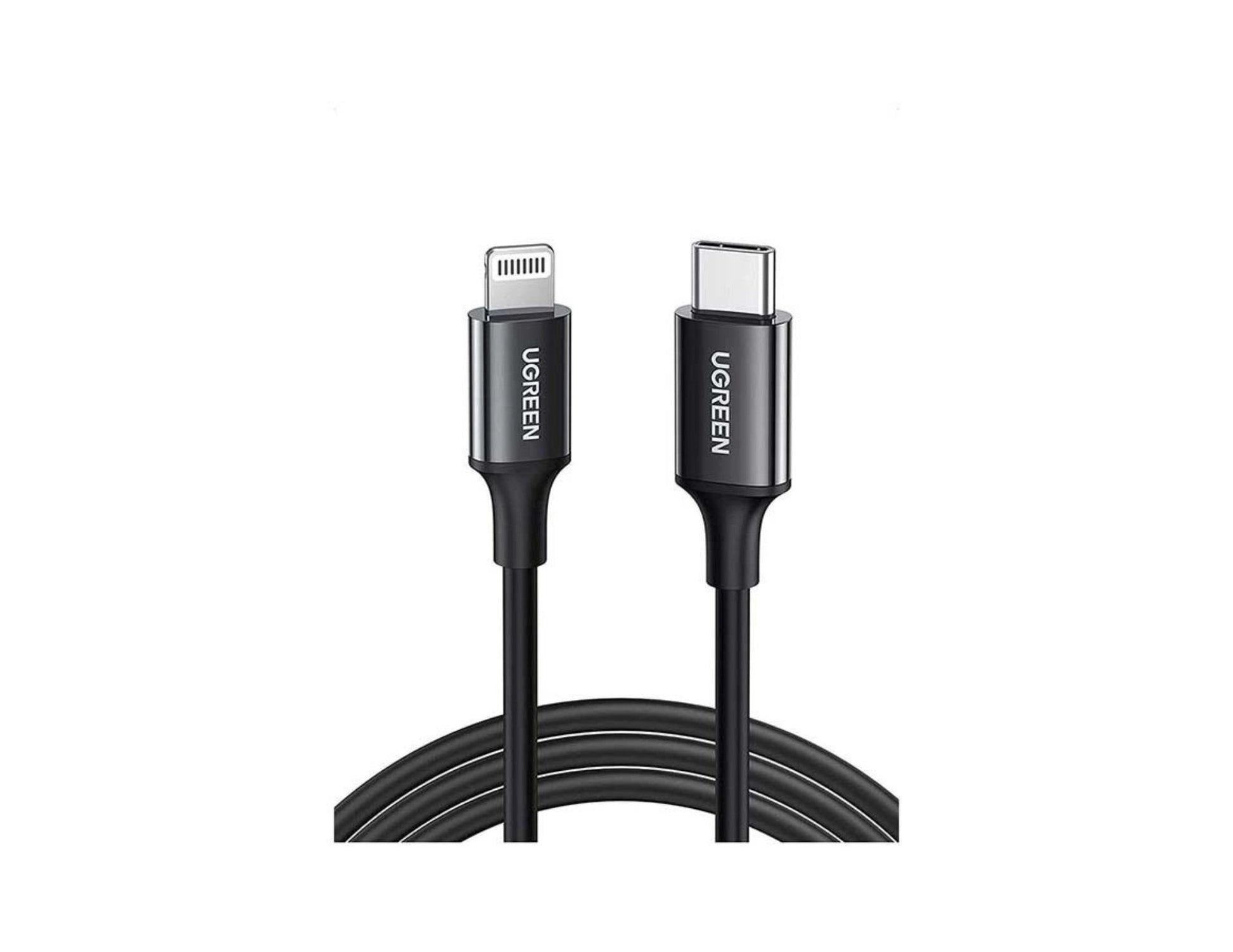 Ugreen USB-C to Lightning 60W PD fast charging cable 1M black with nickel ABS at Thabthaba Store Qatar.
