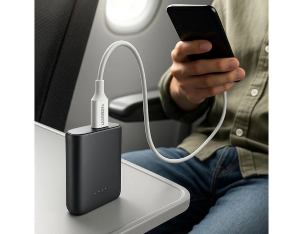 Ugreen USB-C to USB-C 100W PD fast charging cable 1M white at Thabthaba Store Qatar.