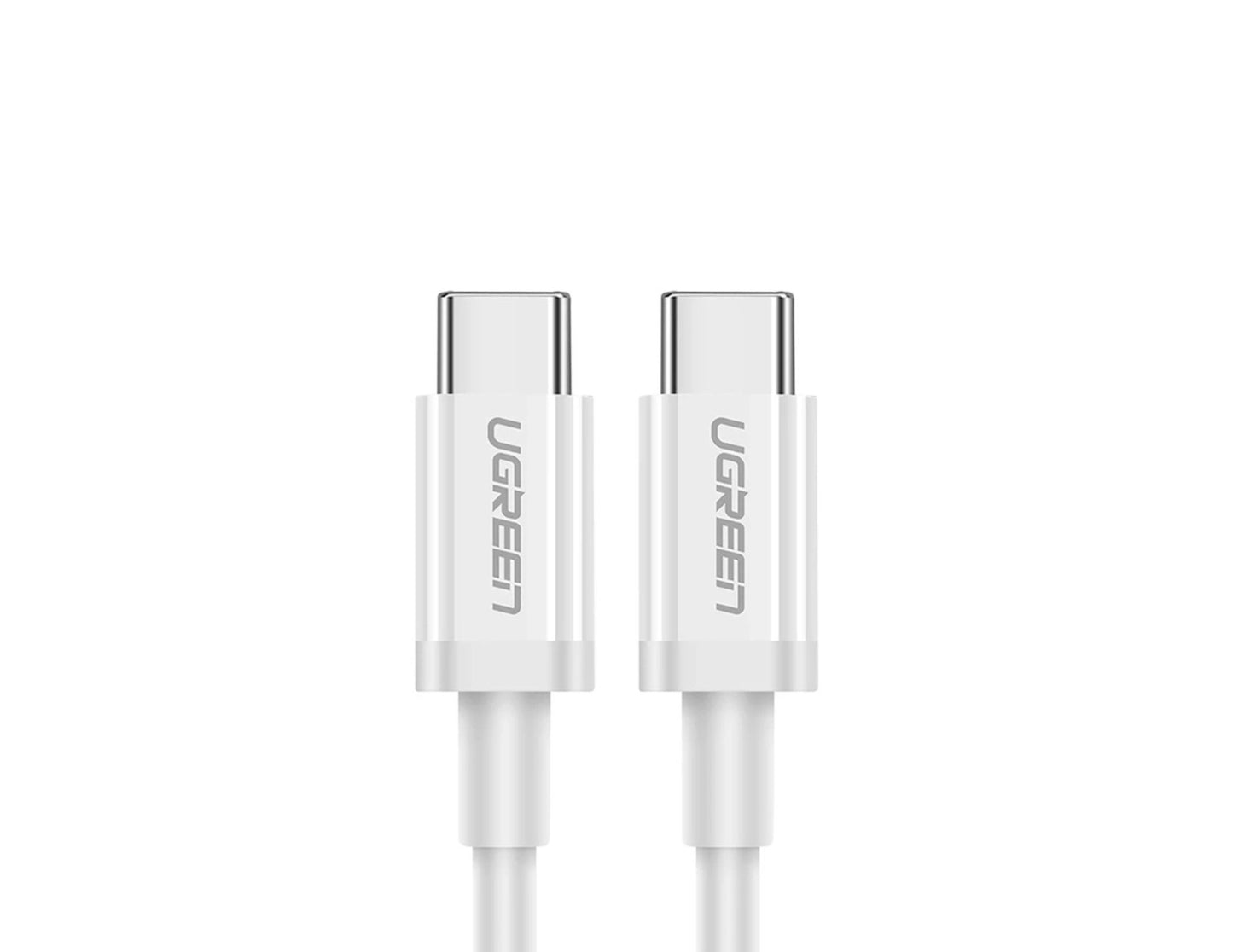 Ugreen USB-C to USB-C 60W 2M white fast charging cable at Thabthaba Store Qatar.