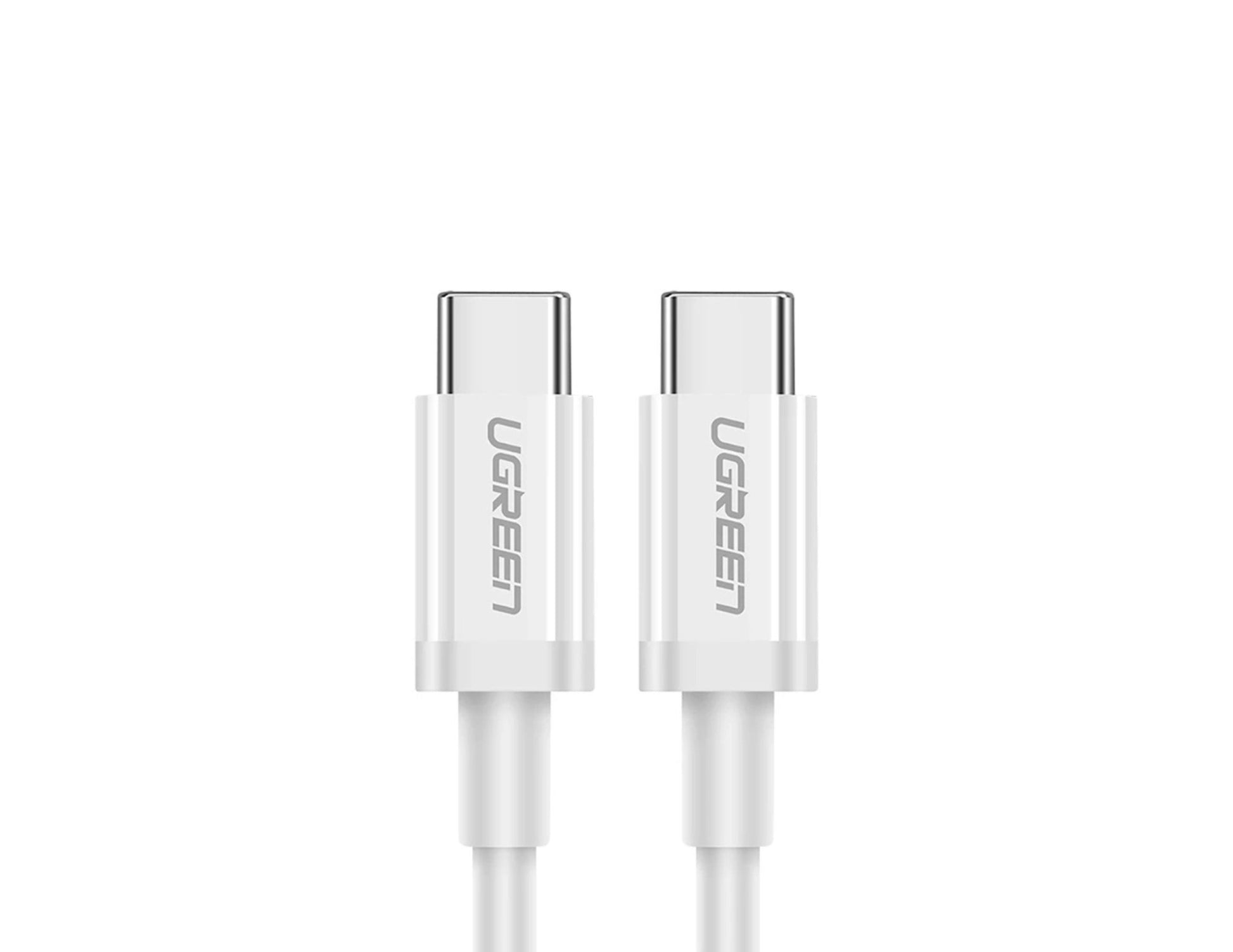 Ugreen USB-C to USB-C 60W 2M white fast charging cable at Thabthaba Store Qatar.