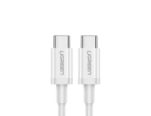 Ugreen USB-C to USB-C 60W 2M white fast charging cable at Thabthaba Store Qatar.