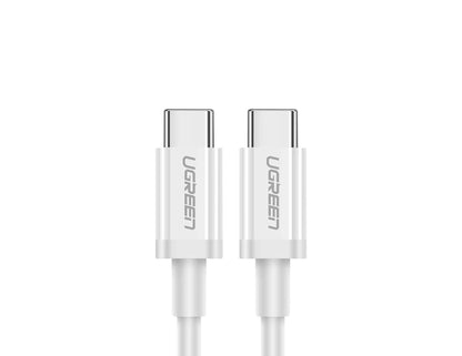 Ugreen USB-C to USB-C 60W 2M white fast charging cable at Thabthaba Store Qatar.