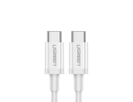 Ugreen USB-C to USB-C 60W 2M white fast charging cable at Thabthaba Store Qatar.